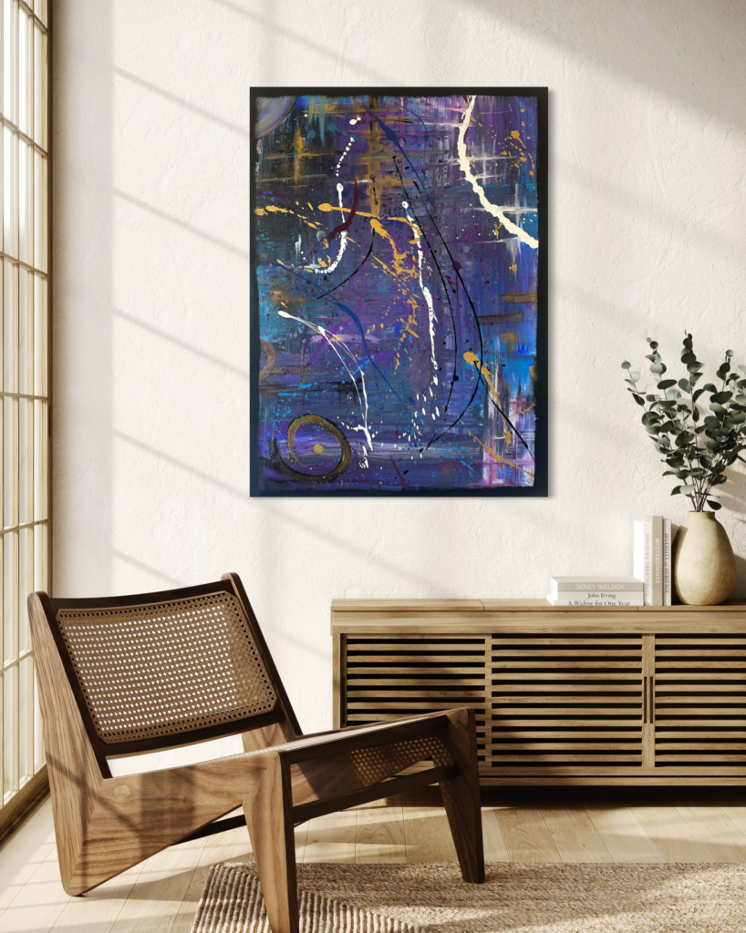 Momentum – originální abstraktní obraz Kláry Kloudové, 110 × 80 cm
